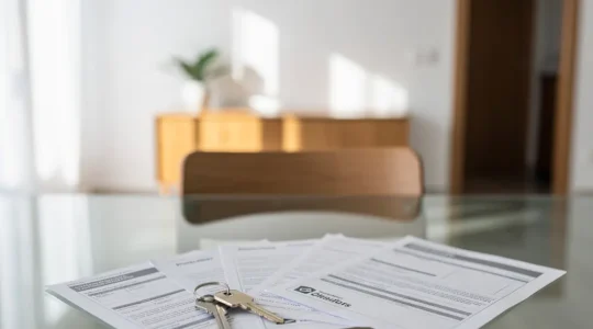 Documentación legal de contrato de alquiler con cláusulas resaltadas
