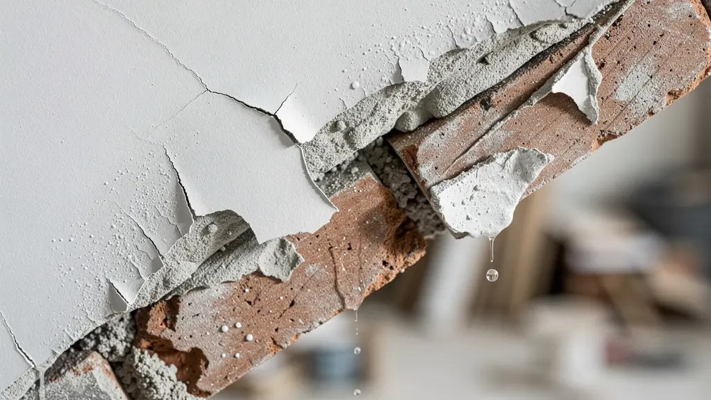 Detalle macro de materiales de construcción mostrando capas superficiales y estructura profunda