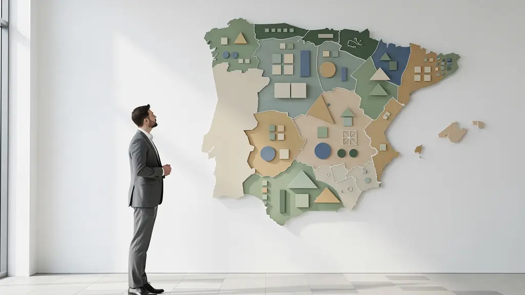 Mapa conceptual de España mostrando diferentes umbrales de vivienda por comunidad autónoma