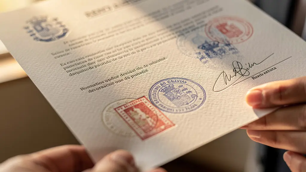 Mano sosteniendo documento oficial de notificación de actualización de renta con sello notarial