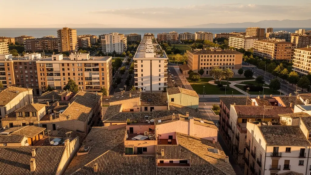 Comparación visual del valor del suelo versus construcción en centro histórico y periferia urbana